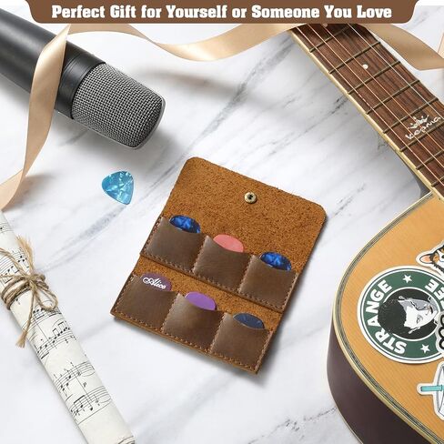 حافظة اختيار الجيتار الشخصية من جاك آند كريس، حامل اختيار الجيتار الجلدي، حامل ريشة الجيتار، هدايا فريدة لعازف الجيتار، JC60-8N in Kuwait