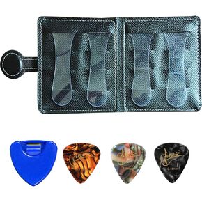 حامل عزف غيتار من الجلد الناعم من نوع المحفظة، 12 قطعة، مناسبة لـ 6 سلسلة/4 خيوط جيتار/الباس / القيثارة (سوداء) in Kuwait