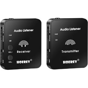 Hoerev Wireless in Ear Monitor System Studio Equipment Professional System Transmitter Guitar System with Rechargeable Battery for Studio Band Rehearsal Live Performance Camera Record