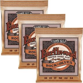 Ernie Ball Earthwood Rock & Blues Phosphor Bronze Acoustic Guitar Strings 3-pack, 10-52 Gauge (P03451) in Saudi Arabia