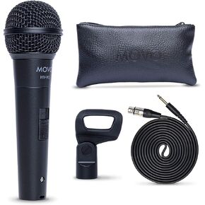 Movo HV-M5 Dynamic Cardioid Vocal Microphone with Internal Shockmount and Windscreen - XLR Compatible Dynamic Microphone with 6.35mm Adapter - Professional Microphone for Singing and Recording in Saudi Arabia