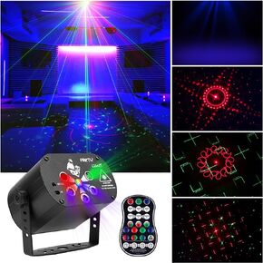 DJ Disco Party Lights Stage Laser Light Strobe Projector RGB Sound Activated with Remote Control for Christmas Halloween Room Home Decorations Karaoke KTV Bar Birthday Wedding Dance Show (60 Patterns)