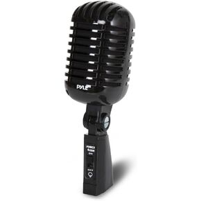 Pyle Classic Retro Dynamic Vocal Microphone - Old Vintage Style Unidirectional Cardioid Mic with XLR Cable - Universal Stand Compatible - Live Performance, In Studio Recording, Black