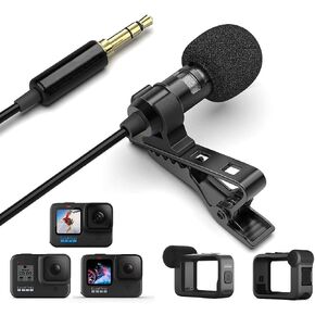 AGD Professional خارجي TRS 3.5 ميكروفون Lavalier ذو طية صدر السترة مشبك على ميكروفون صغير Lav متوافق مع جهاز الإرسال اللاسلكي Rode GoPro MediaMod Zoom Tascam مسجل الصوت DSLR Canon Nikon Sony YouTube in Kuwait