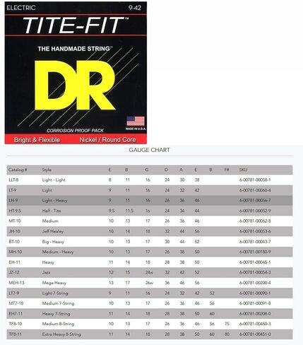 DR Strings TITE FIT Electric Guitar Strings (TF8-11) in Kuwait