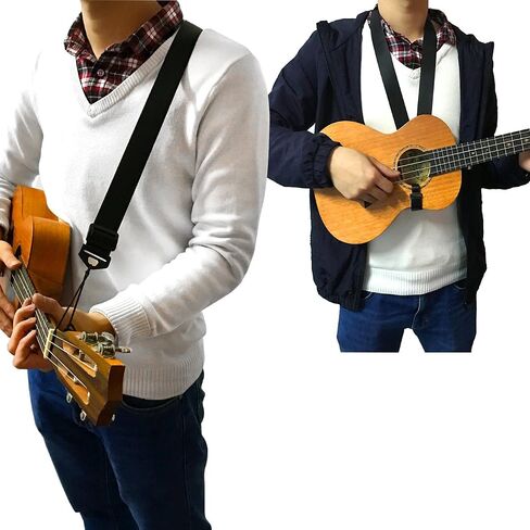 Double Use Adjustable Nylon Ukulele Strap - Can be Use as Ukulele Neck Strap or Ukulele Shoulder Strap (BLACK) in Saudi Arabia