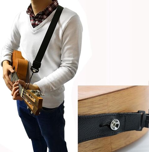 Double Use Adjustable Nylon Ukulele Strap - Can be Use as Ukulele Neck Strap or Ukulele Shoulder Strap (BLACK) in Saudi Arabia