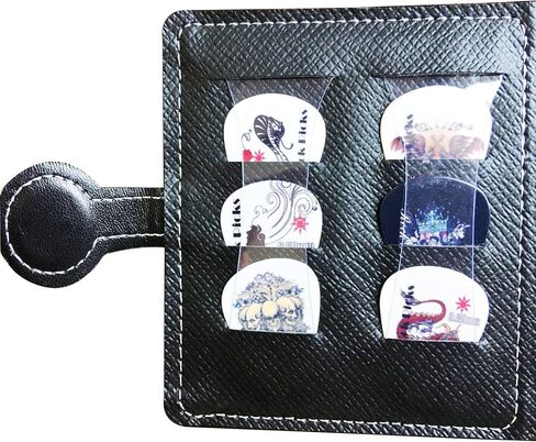 حامل عزف غيتار من الجلد الناعم من نوع المحفظة، 12 قطعة، مناسبة لـ 6 سلسلة/4 خيوط جيتار/الباس / القيثارة (سوداء) in Kuwait