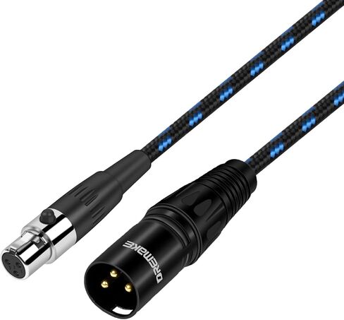 DREMAKE Mini-XLR 3-Pin Female to 3-Pin XLR Male Adapter Audio Cable, 5 Feet Regular XLR to Mini-XLR Microphone Converter Cable for Camera, Headphone, Power Amplifier, Console - Black Blue Tweed in Saudi Arabia