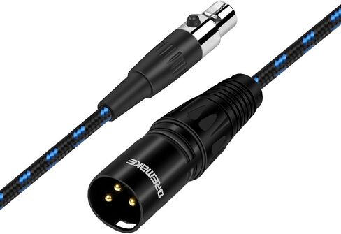 DREMAKE Mini-XLR 3-Pin Female to 3-Pin XLR Male Adapter Audio Cable, 5 Feet Regular XLR to Mini-XLR Microphone Converter Cable for Camera, Headphone, Power Amplifier, Console - Black Blue Tweed in Saudi Arabia