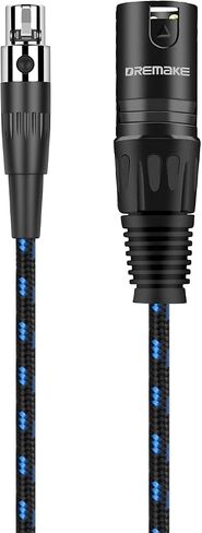 DREMAKE Mini-XLR 3-Pin Female to 3-Pin XLR Male Adapter Audio Cable, 5 Feet Regular XLR to Mini-XLR Microphone Converter Cable for Camera, Headphone, Power Amplifier, Console - Black Blue Tweed in Saudi Arabia