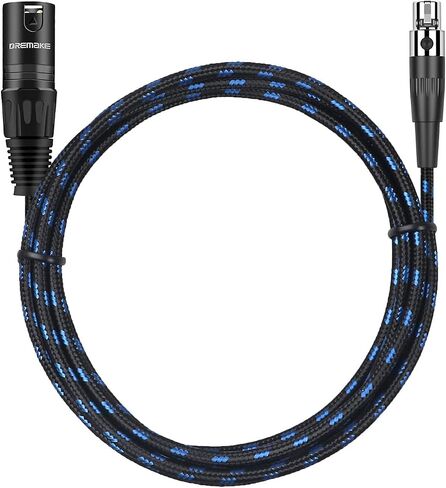 DREMAKE Mini-XLR 3-Pin Female to 3-Pin XLR Male Adapter Audio Cable, 5 Feet Regular XLR to Mini-XLR Microphone Converter Cable for Camera, Headphone, Power Amplifier, Console - Black Blue Tweed in Saudi Arabia