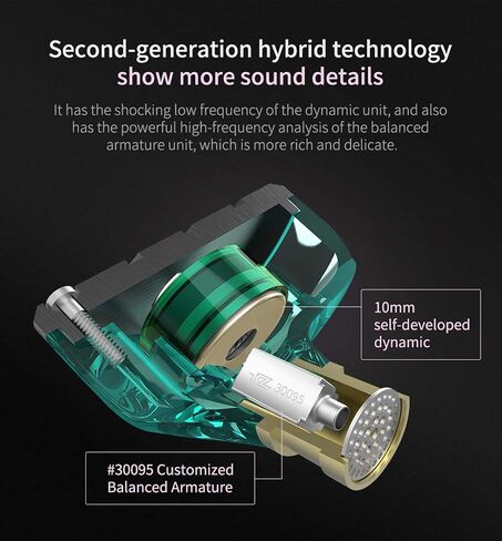 KZ ZSN Hybrid Driver IEM Detachable Tangle-Free Cable Musicians (Black Cyan) in Saudi Arabia