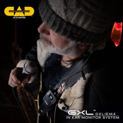 نظام مراقبة الأذن CAD Audio GXLIEM4 Frequency Agile Wireless داخل الأذن - أربعة مزيج منفصل - يتضمن 4 سماعات أذن MEB1، و4 أجهزة استقبال Bodypack، وأذنين مثبتتين على حامل ومجموعة نقل الهوائي، أسود in Kuwait