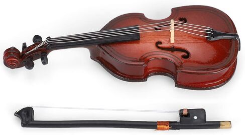 Mini Bass Ornaments, Wooden Musical Instrument Model with Storage Box Miniature Desktop Decoration for Kids Adults Gifts in Saudi Arabia