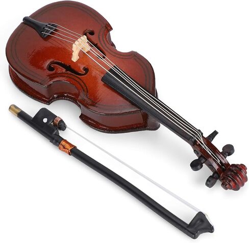 Mini Bass Ornaments, Wooden Musical Instrument Model with Storage Box Miniature Desktop Decoration for Kids Adults Gifts in Saudi Arabia