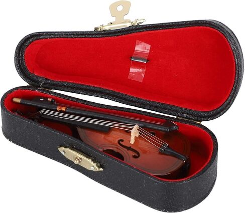 Mini Bass Ornaments, Wooden Musical Instrument Model with Storage Box Miniature Desktop Decoration for Kids Adults Gifts in Saudi Arabia