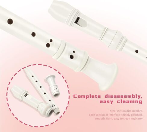 Soulmate Recorder Instrument for Kids Toddler Beginners Students German Style C Key Soprano Recorder Instrument 8 Holes 3 Piece ABS Descant Recorders with Cleaning Kit, Packing Bag (Black) in Kuwait