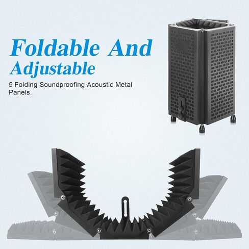 Iouyk Studio Recording Microphone Isolation Shield with Pop Filter and Tripod Stand, High Density Absorbent Foam to Filter Vocal, Foldable Sound Shield for Blue Yeti and Condenser Microphones in Saudi Arabia