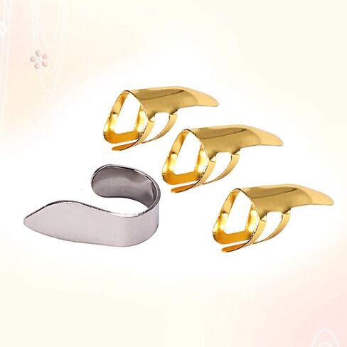 يختار جيتار إصبع الإبهام المعدني من EXCEART جيتار بليكتروم هدية للجيتار الصوتي بانجو القيثارة (ذهبي وفضي) in Kuwait