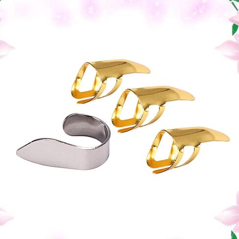 يختار جيتار إصبع الإبهام المعدني من EXCEART جيتار بليكتروم هدية للجيتار الصوتي بانجو القيثارة (ذهبي وفضي) in Kuwait