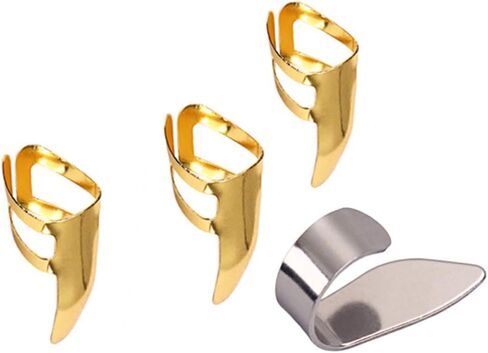 يختار جيتار إصبع الإبهام المعدني من EXCEART جيتار بليكتروم هدية للجيتار الصوتي بانجو القيثارة (ذهبي وفضي) in Kuwait