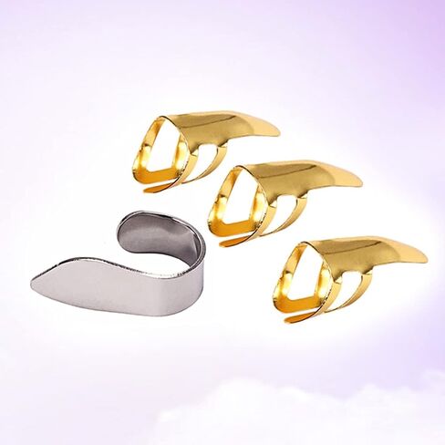 يختار جيتار إصبع الإبهام المعدني من EXCEART جيتار بليكتروم هدية للجيتار الصوتي بانجو القيثارة (ذهبي وفضي) in Kuwait