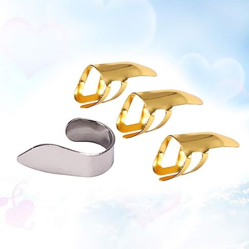 يختار جيتار إصبع الإبهام المعدني من EXCEART جيتار بليكتروم هدية للجيتار الصوتي بانجو القيثارة (ذهبي وفضي) in Kuwait