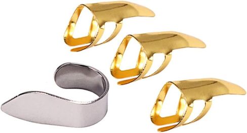 يختار جيتار إصبع الإبهام المعدني من EXCEART جيتار بليكتروم هدية للجيتار الصوتي بانجو القيثارة (ذهبي وفضي) in Kuwait