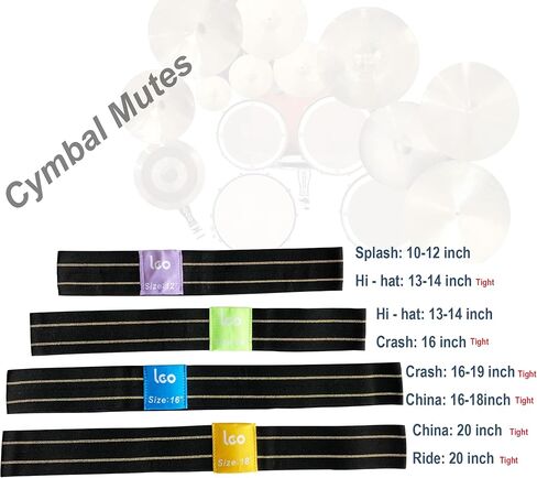 LEO Premium 4 قطع من خنق الصنج لمجموعة الطبول، ترقية كتم الصنج فائق المرونة لممارسة الطبول الهادئة، ملحقات الطبل المحمولة لتخفيف الصوت (رفيع) in Kuwait