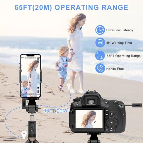 ميكروفون SNZIYAG اللاسلكي لهواتف iPhone/Android/الكاميرا/الكمبيوتر الشخصي، ميكروفون لاسلكي مزدوج يعمل بالتوصيل لتسجيل الفيديو، يوتيوب، Vlog، Tiktok، المقابلة (أسود-3.5 مم-2 قطعة ميكروفون) in Kuwait