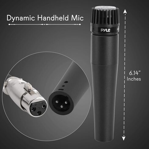 ميكروفون ملف متحرك احترافي من PYLE-PRO - صوت قلبي ديناميكي أحادي الاتجاه، مرشح بوب صوتي مدمج، يتضمن كابل صوت XLR بطول 15 قدمًا إلى اتصال صوتي 1/4 بوصة - Pyle PDMIC78، أسود in Kuwait