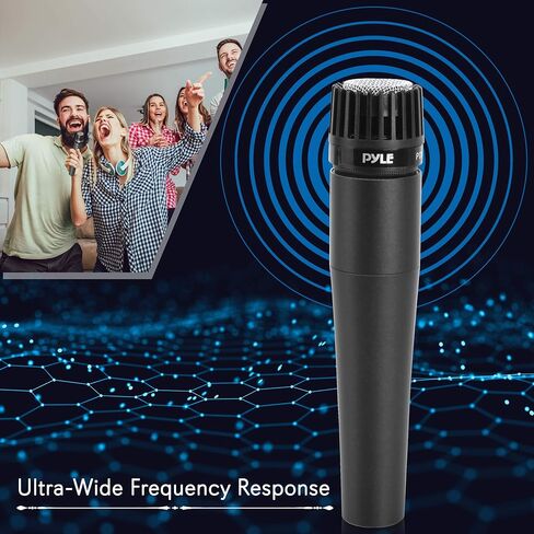 ميكروفون ملف متحرك احترافي من PYLE-PRO - صوت قلبي ديناميكي أحادي الاتجاه، مرشح بوب صوتي مدمج، يتضمن كابل صوت XLR بطول 15 قدمًا إلى اتصال صوتي 1/4 بوصة - Pyle PDMIC78، أسود in Kuwait