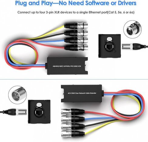 وصلة تمديد صندوق اكس ال ار بتصميم ثعبان بطول 3.3 قدم و4 قنوات من داسيمورا، عبوة من قطعتين من كيبل اكس ال ار سنيك لاضاءة المسرح واستوديو التسجيل (ذكر + 1 انثى (صندوق كيبل اسود) in Kuwait