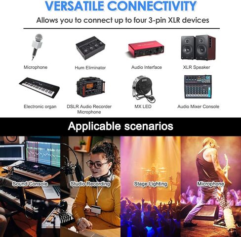 وصلة تمديد صندوق اكس ال ار بتصميم ثعبان بطول 3.3 قدم و4 قنوات من داسيمورا، عبوة من قطعتين من كيبل اكس ال ار سنيك لاضاءة المسرح واستوديو التسجيل (ذكر + 1 انثى (صندوق كيبل اسود) in Kuwait