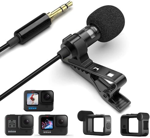 AGD Professional External TRS 3.5 Lavalier Lapel Microphone Clip-on Lav Mini Mic Compatible with Rode Wireless Transmitter Go GoPro MediaMod Zoom Tascam Audio Recorder DSLR Canon Nikon Sony YouTube in Saudi Arabia