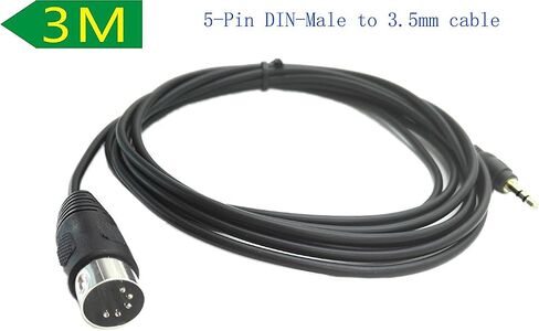 كابل ذكر 5-Pin DIN، قابس 5 Pin Din MIDI إلى 3.5 مم (1/8 بوصة) كابل صوت ستيريو TRS ستيريو ذكر لتشغيل مخرج إشارة الآلة الموسيقية الإلكترونية 3 متر (10 أقدام، 3.5M-5 DIN M) in Saudi Arabia