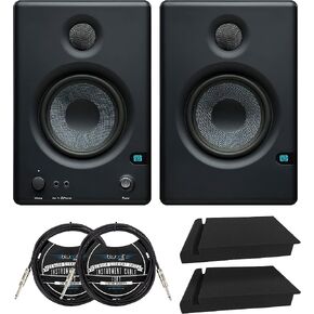 بري سونوس شاشات ستوديو اي 4.5 ثنائية الاتجاه 4.5 انش مع ار سي ايه، 1/4 انش تي ار اس، موصلات 1/8 انش (زوج) حزمة مع وسادات عزل صوتي بلوكويل 2 × و2 × 10 انش كيبلات اداة مستقيمة (1/4 انش) in Kuwait