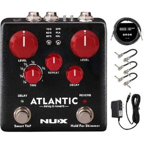 NUX Atlantic Delay & Reverb Bundle with MXR Instrument Cable, 9V Power Supply, and 3 MXR Patch Cables in Saudi Arabia