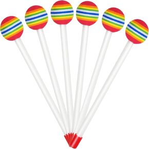 6 قطع من عصا الطبل المصاصة المصنوعة من اللباد براس اسفنجي من البلاستيك، مطرقة تيمباني، عصي طبول قرعية يدوية للاطفال، ملحقات الالات الموسيقية للاطفال in Kuwait