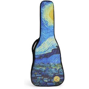 Longteam Van Gogh The Starry Night Guitar Case 10mm Sponge Portable Acoustic Classical Guitars Bag Bass Backpack Gig Bag with Accessory Storage Pocket (40/41 Inch, The Starry Night) in Saudi Arabia