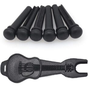 6pcs Acoustic Guitar Bridge Pins, Ebony Wood Acoustic Guitar String Pins with Guitar Pin Puller, Bridge Pins Replacement Parts for Acoustic Guitar