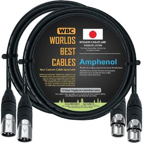WORLDS BEST CABLES 2 Units - 4 Foot - Quad Balanced Microphone Cable Custom Made Using Mogami 2534 Wire and Amphenol AX3M Male & AX3F Female Silver XLR Plugs in Saudi Arabia
