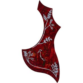 Exceart Acoustic Guitar Pickguard Anti-Scratch Guard Plate Flower and Bird Self-adhesive Pickguard for Electric Acoustic Classical Guitar Dark Red in Saudi Arabia