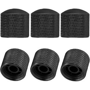 6 Pcs Electric Guitar Knobs, Black Guitar Speed Control Knobs Domed Volume Tone Metal Knob for Telecaster, Electric, Bass