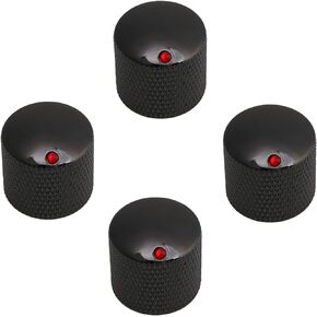 4PCS Black Red Dot Gem Metal Guitar Potentiometer Knobs Control Knurled Knob Volume Audio
