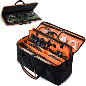 حقيبة MYBAGZING Dj للمعدات، حقيبة أزعج للموسيقيين، حقيبة ملف كابل Dj كبيرة، مع حافظات إسفنجية لـ Pioneer DDJ flx4 DDJ-400، DDJ-SB3 SB2، DDJ-RB، وحدة تحكم Numark، فواصل مبطنة لملحقات DJ