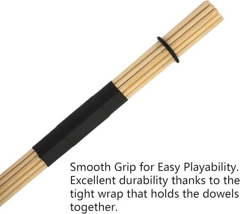 YOUEON 3 Pair 16 Inch Bamboo Hot Rods Drumsticks, Constructed of 19 Bamboo Dowels, Rods Drum Brushes, 5A Drum Sticks for Jazz, Rock Band, Folk, Small Venue and Acoustic Performance, Black in Saudi Arabia