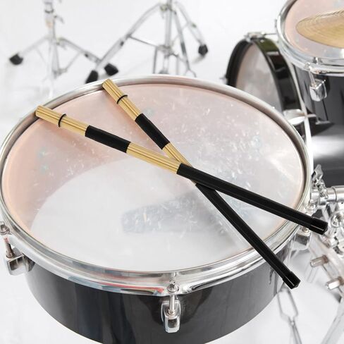 YOUEON 3 Pair 16 Inch Bamboo Hot Rods Drumsticks, Constructed of 19 Bamboo Dowels, Rods Drum Brushes, 5A Drum Sticks for Jazz, Rock Band, Folk, Small Venue and Acoustic Performance, Black in Saudi Arabia