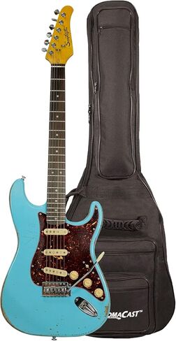 Sawtooth ES Relic Electric Guitar, Aero Blue with Tortoise Pickguard in Saudi Arabia